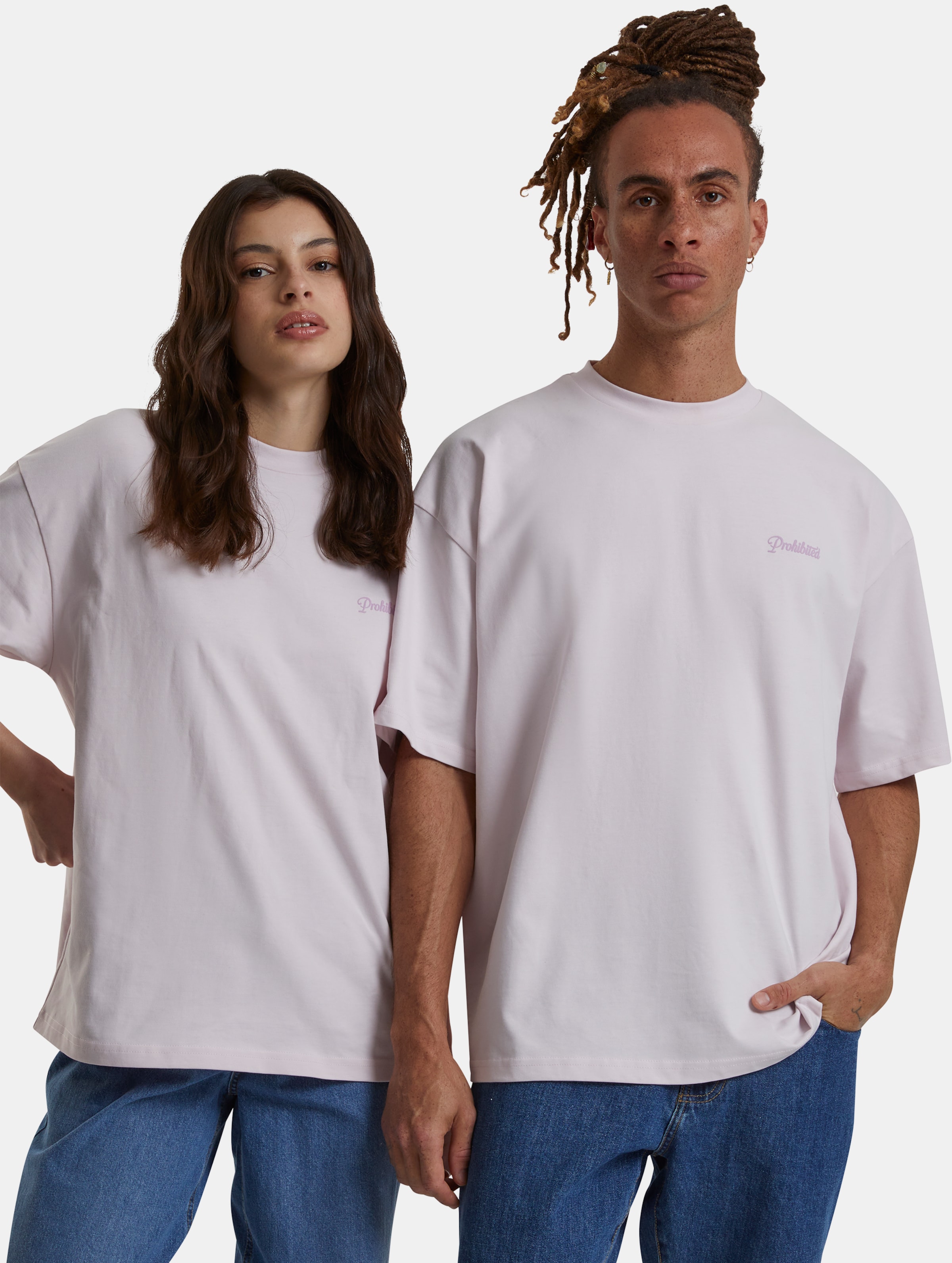 Prohibited 10119 V2 T-Shirts Frauen,Männer,Unisex op kleur roze, Maat M