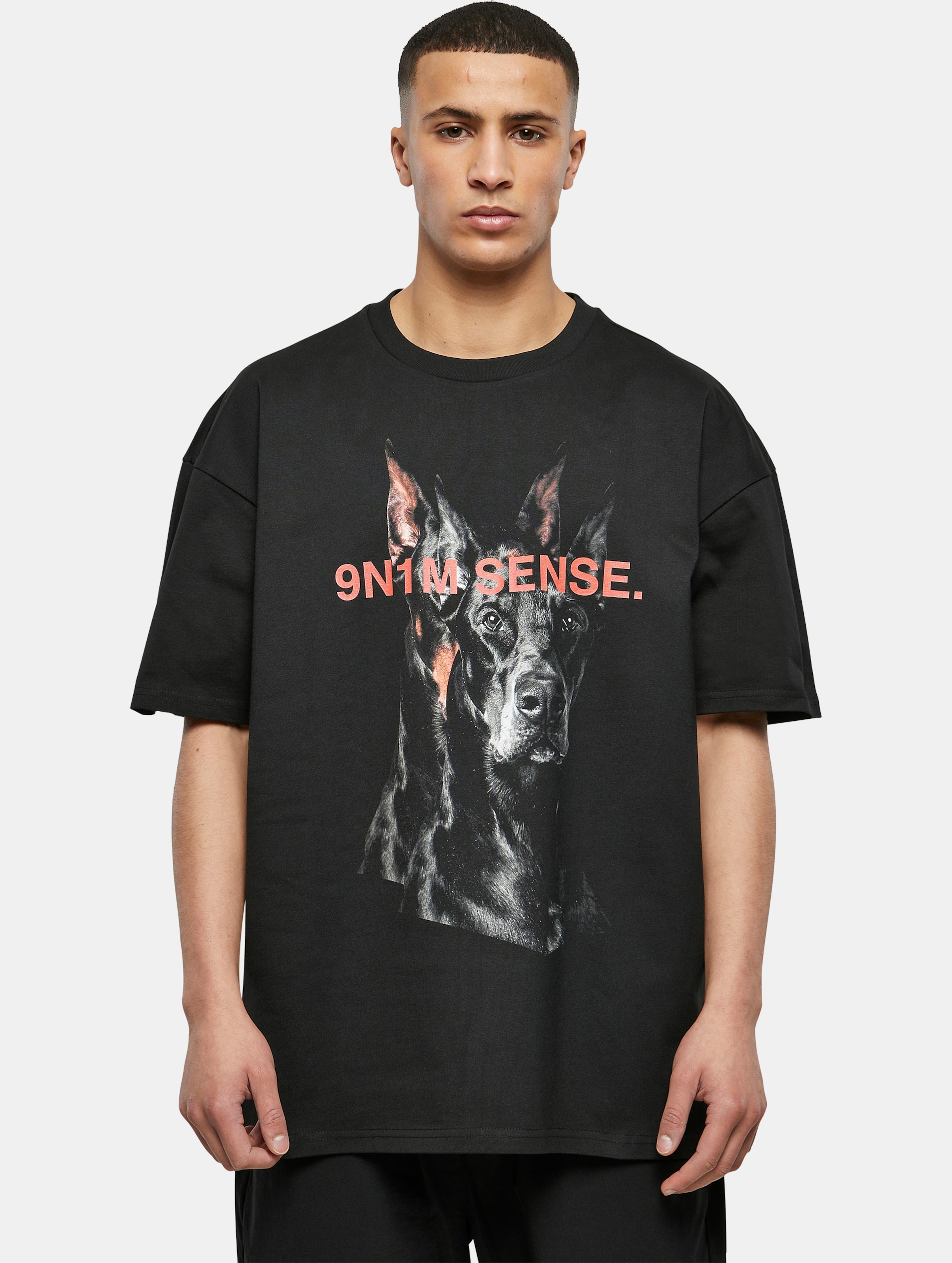 9N1M SENSE DOG T-Shirt Männer,Unisex op kleur zwart, Maat L