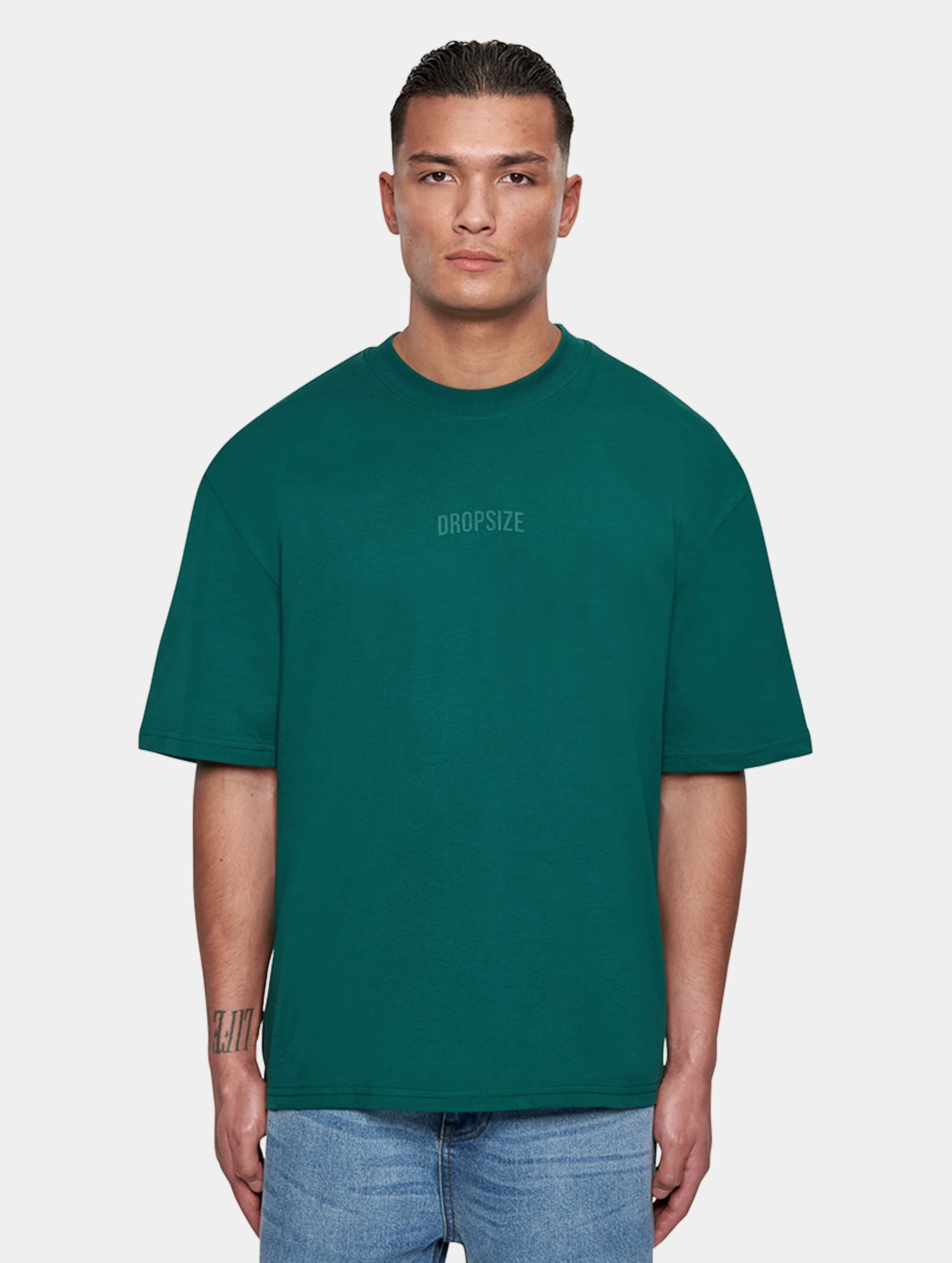 Dropsize Heavy Oversize Curved HD Logo T-Shirts op kleur groen, Maat S