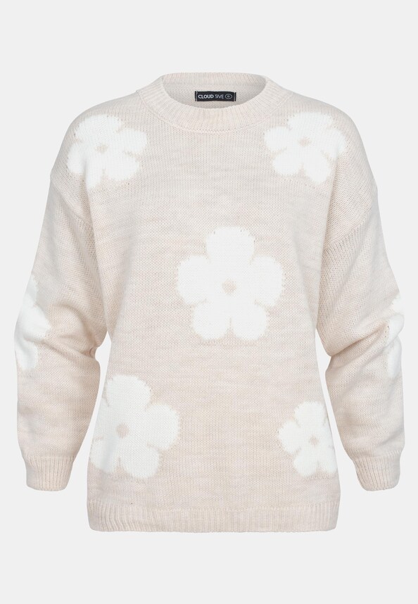 Cloud 5ive Crewneck Knit Sweater with Flowers-4