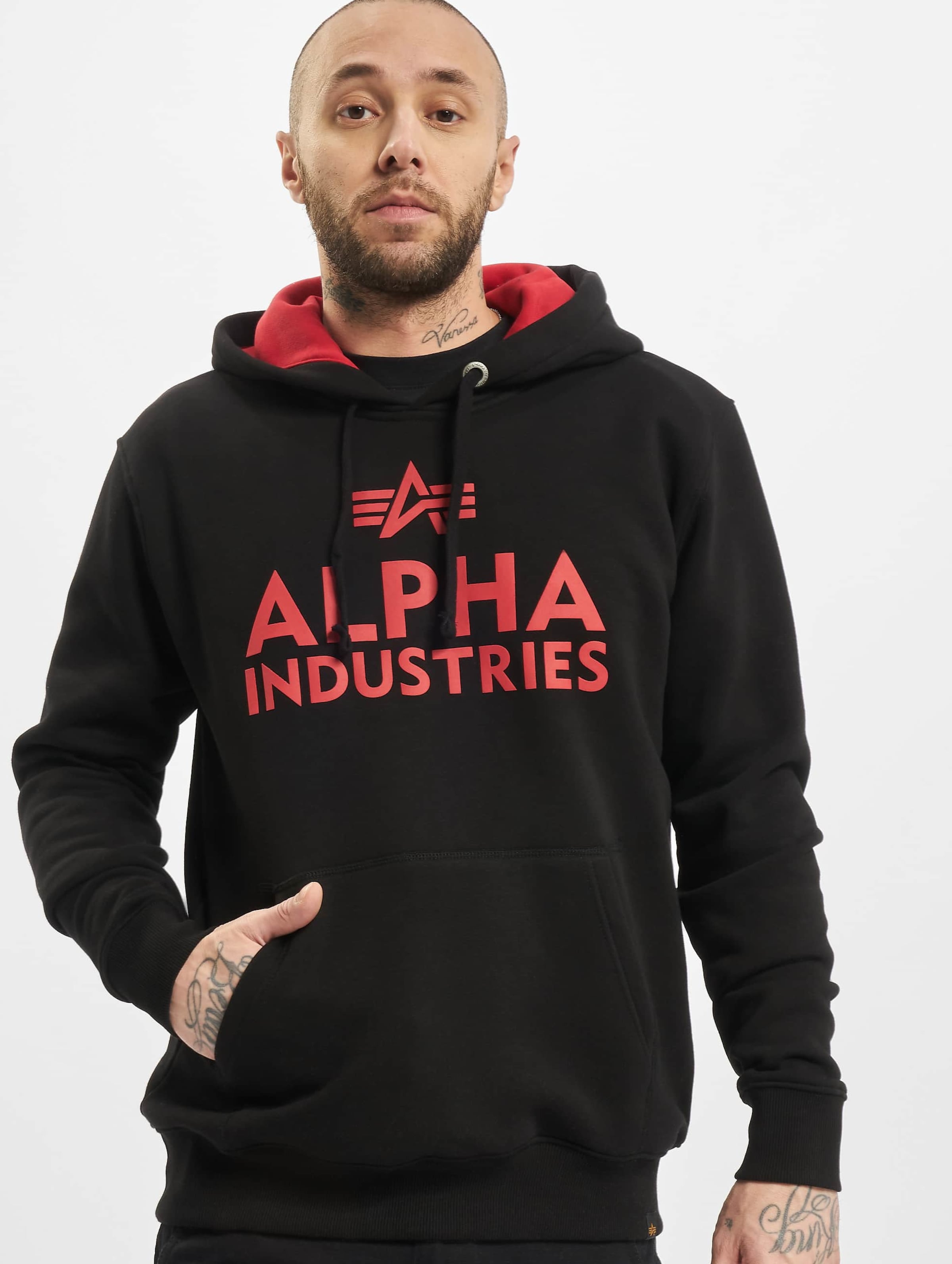 Alpha Industries Foam Print Hoodie Männer,Unisex op kleur zwart, Maat XL