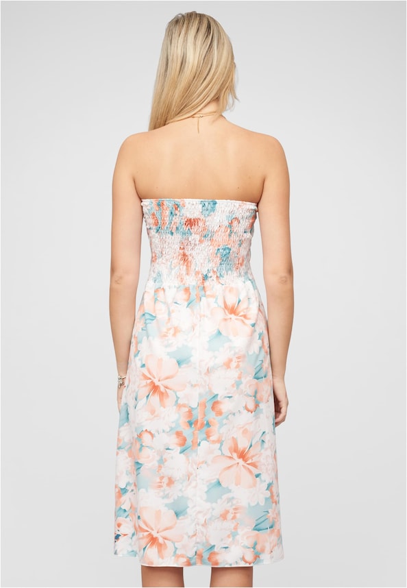 Bandeau Kleid in Wrap Look und AOP Blumen Print-1
