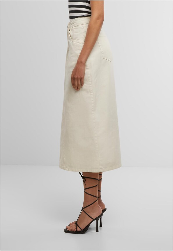 Ladies Soft Denim Midi Skirt-2