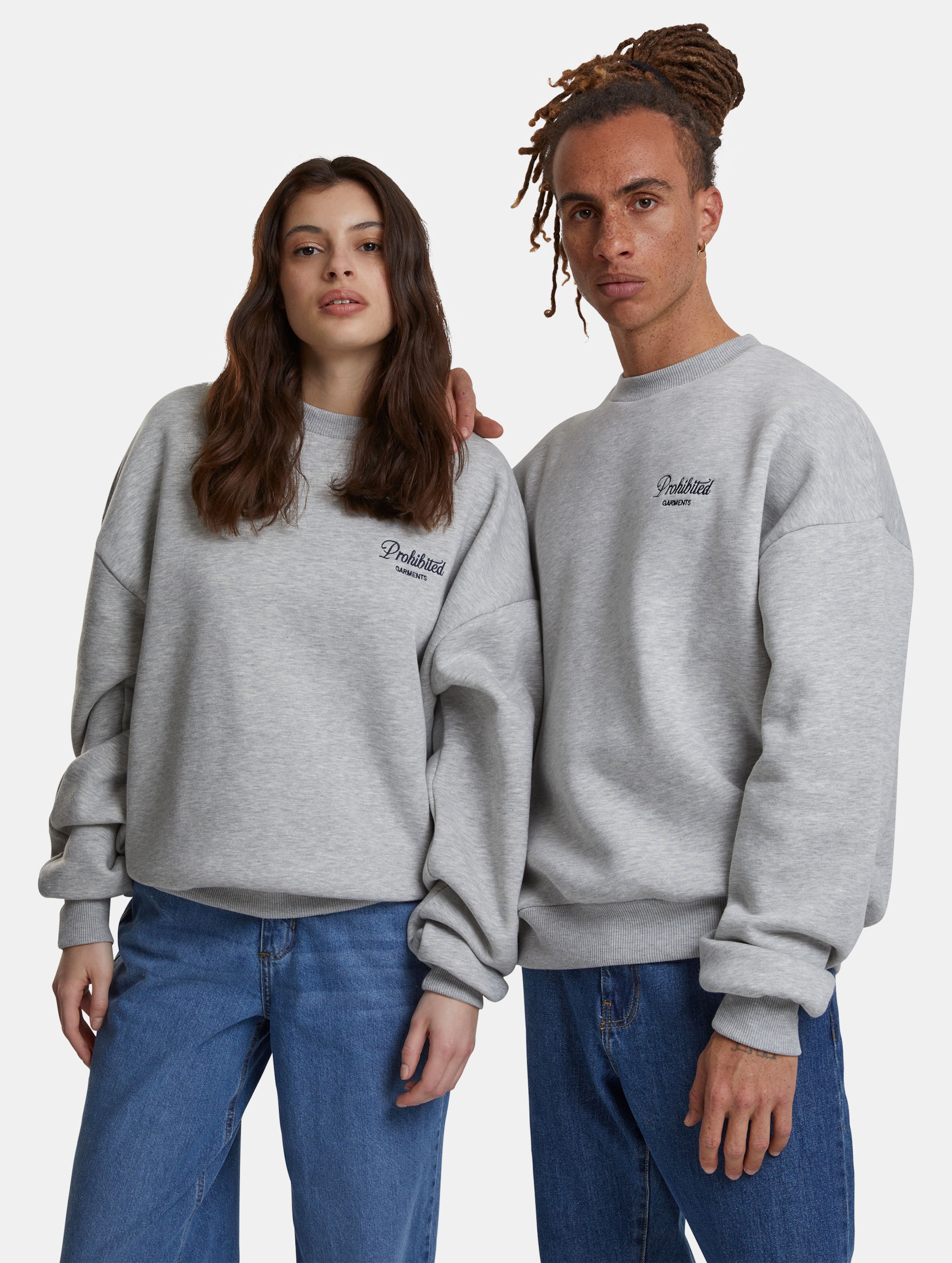 Prohibited PB Garment Crew Neck Pullover Frauen,Männer,Unisex op kleur grijs, Maat XL