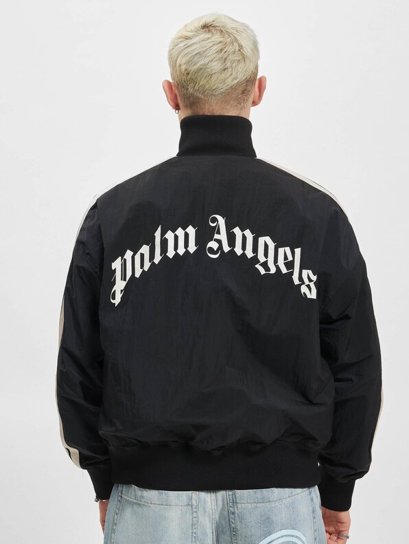 Curved Logo Back Zip T-Shirt in black - Palm Angels® Official