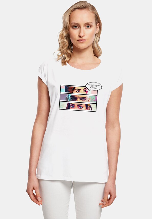 Ladies Thinking Comic Extended Shoulder-0