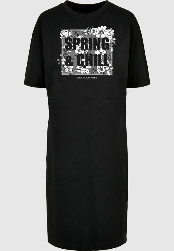 Ladies Spring And Chill Oversized Slit Tee Dress-2
