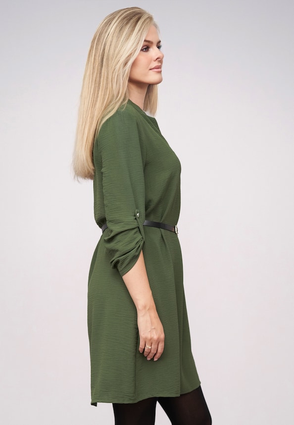 Musselin Dress with turn-up sleeves and belt-3