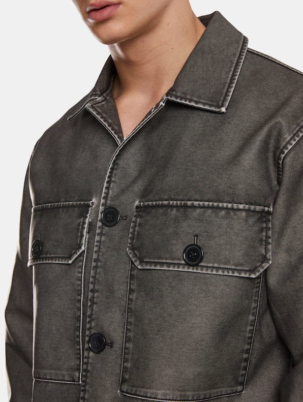 Urban Classics Synthetic Vintage Leather Shirt Jacket-5