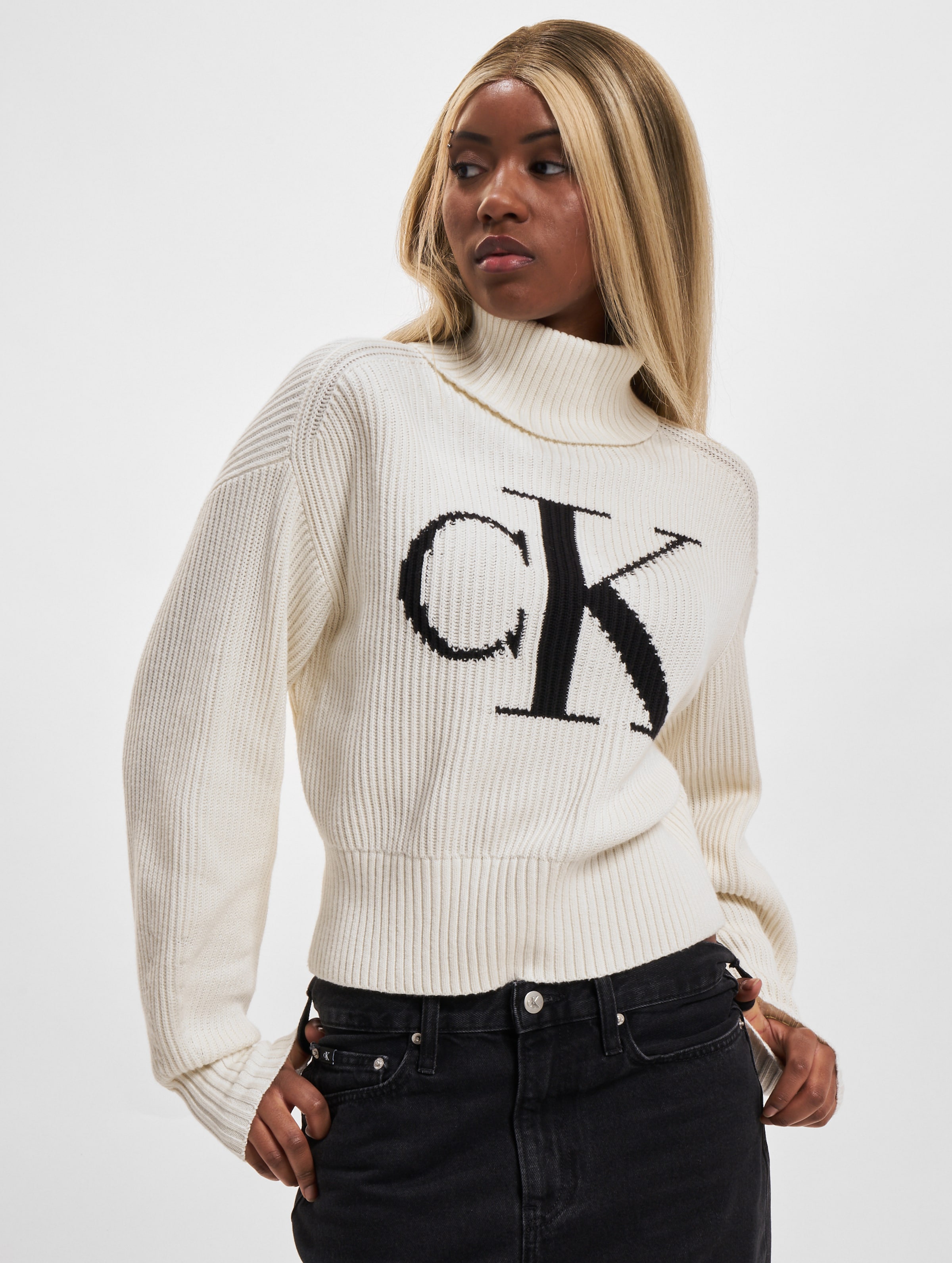 Calvin Klein Blown Up Pullover Vrouwen op kleur wit, Maat XS
