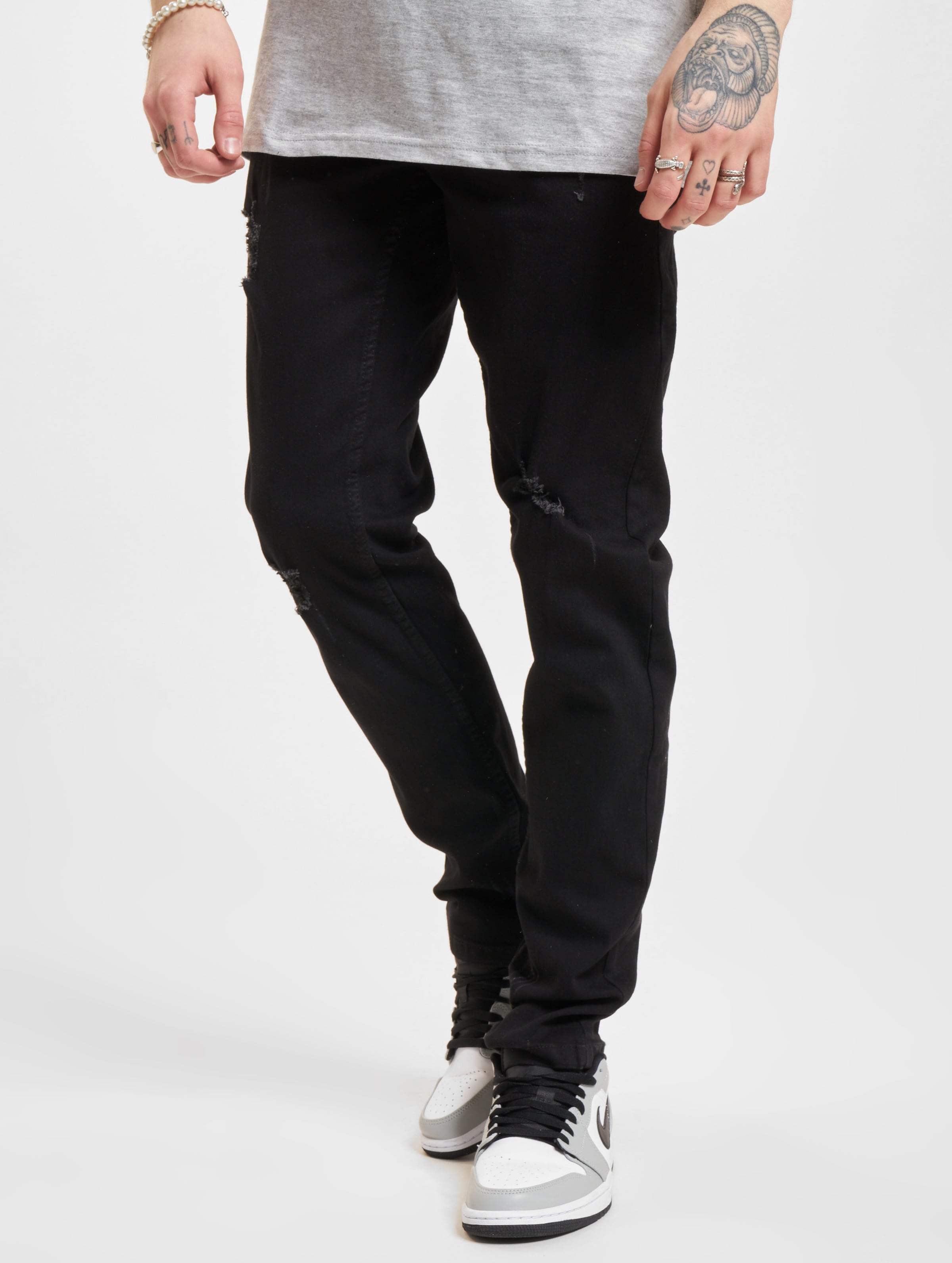 Denim Project Mr Red Super Stretch Destroy Skinny Fit Jeans Mannen op kleur zwart, Maat 3330