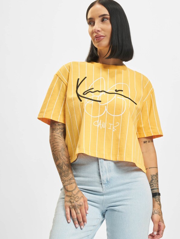 Karl Kani Signature Crop Pinstripe T-Shirt Light-0