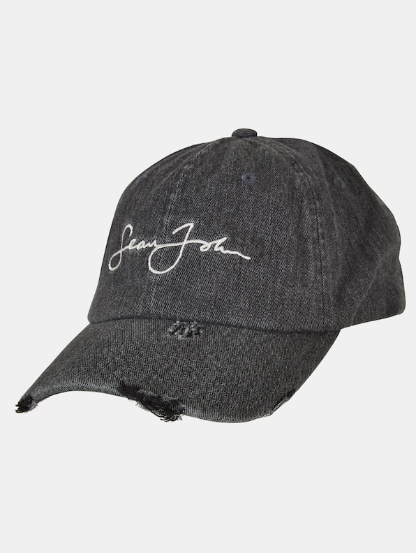 Sean John JA223-009-03 Script Logo Distressed Denim Cap-2