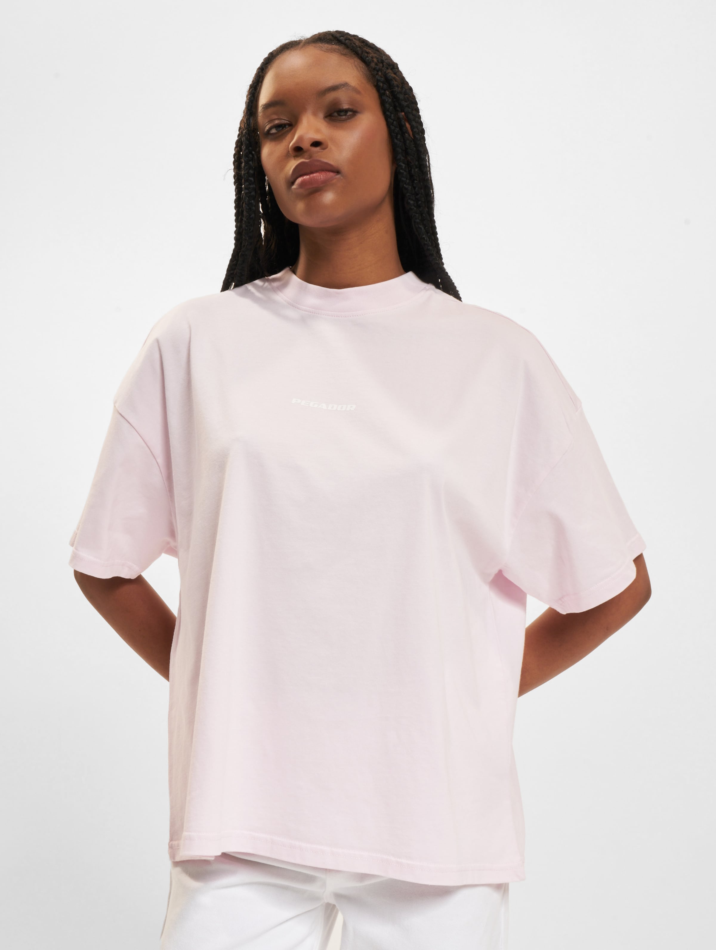 PEGADOR Arendal Logo Heavy Oversized T-Shirts Frauen,Unisex op kleur roze, Maat S