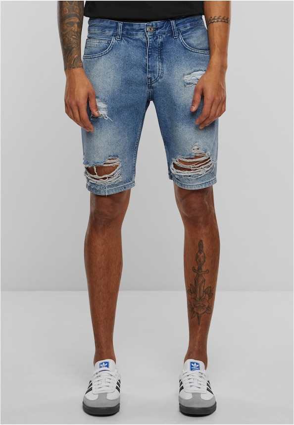 2Y Destroyed Denim Shorts-0