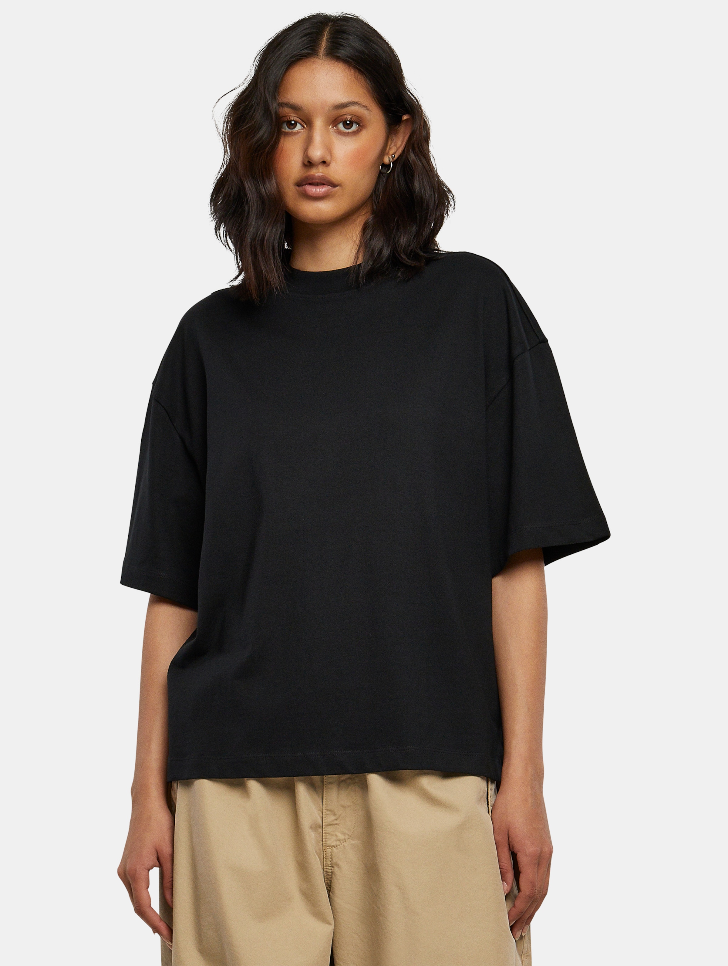 Urban Classics - Organic Heavy Slit Ladies Tshirt - XS - Zwart