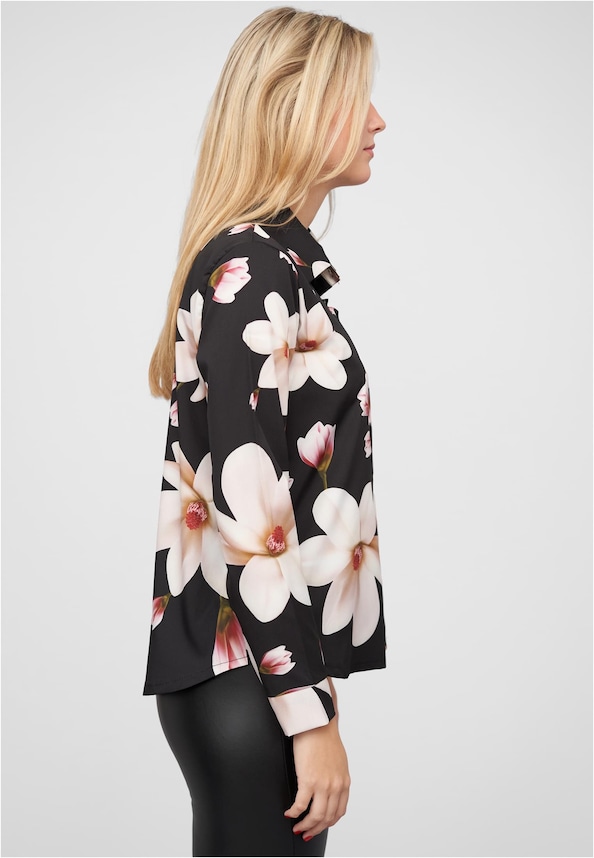 Langarm-Bluse mit Knopfleiste u. Blumenprint-3