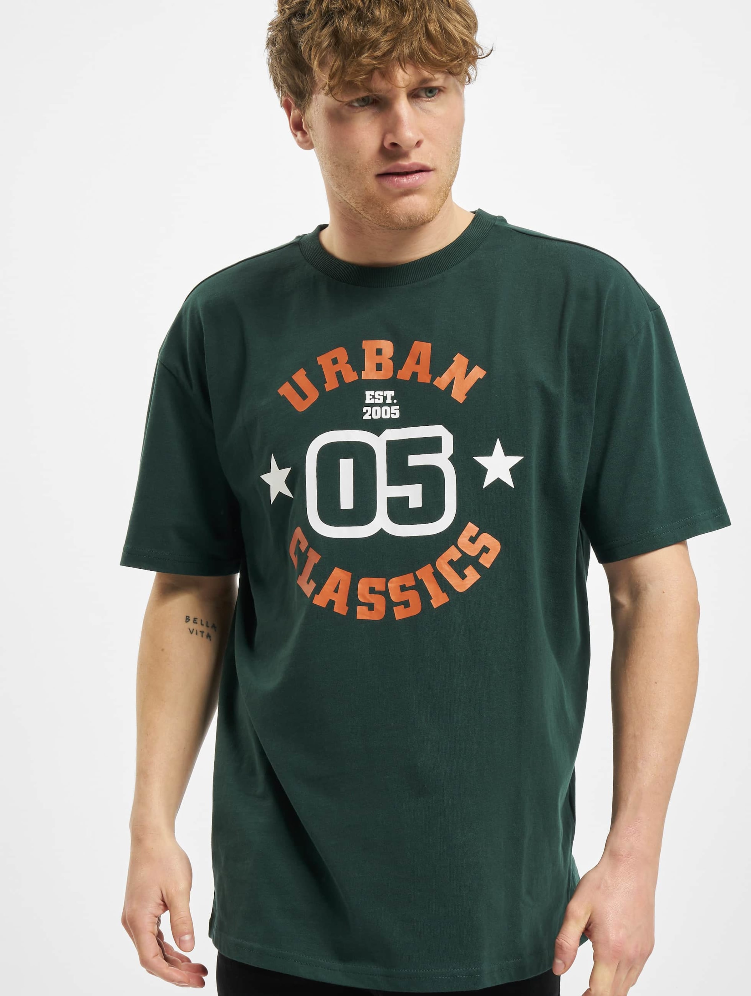 Urban Classics College Print Tee Mannen op kleur groen, Maat 5XL