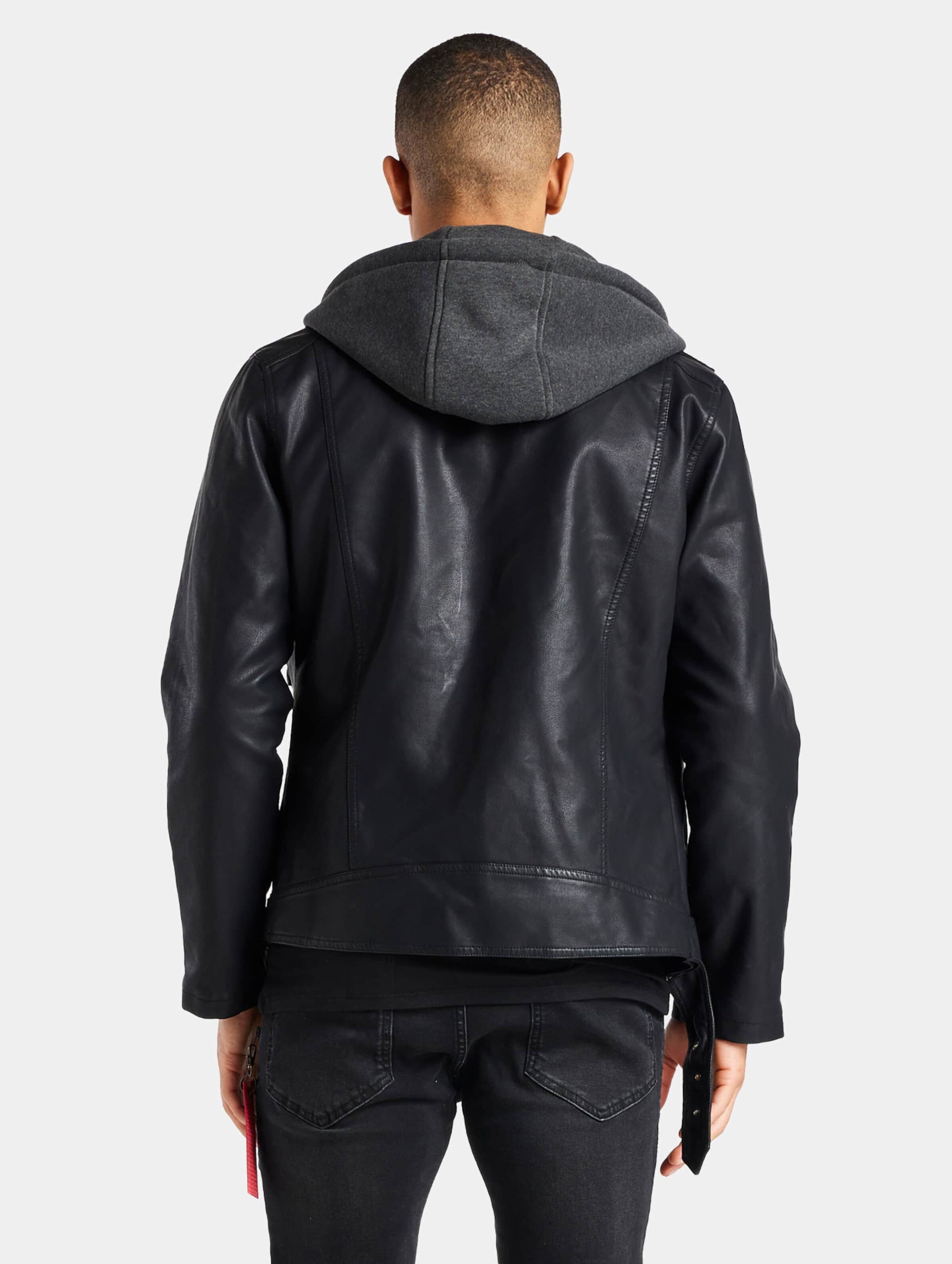 Pu hooded sales biker jacket