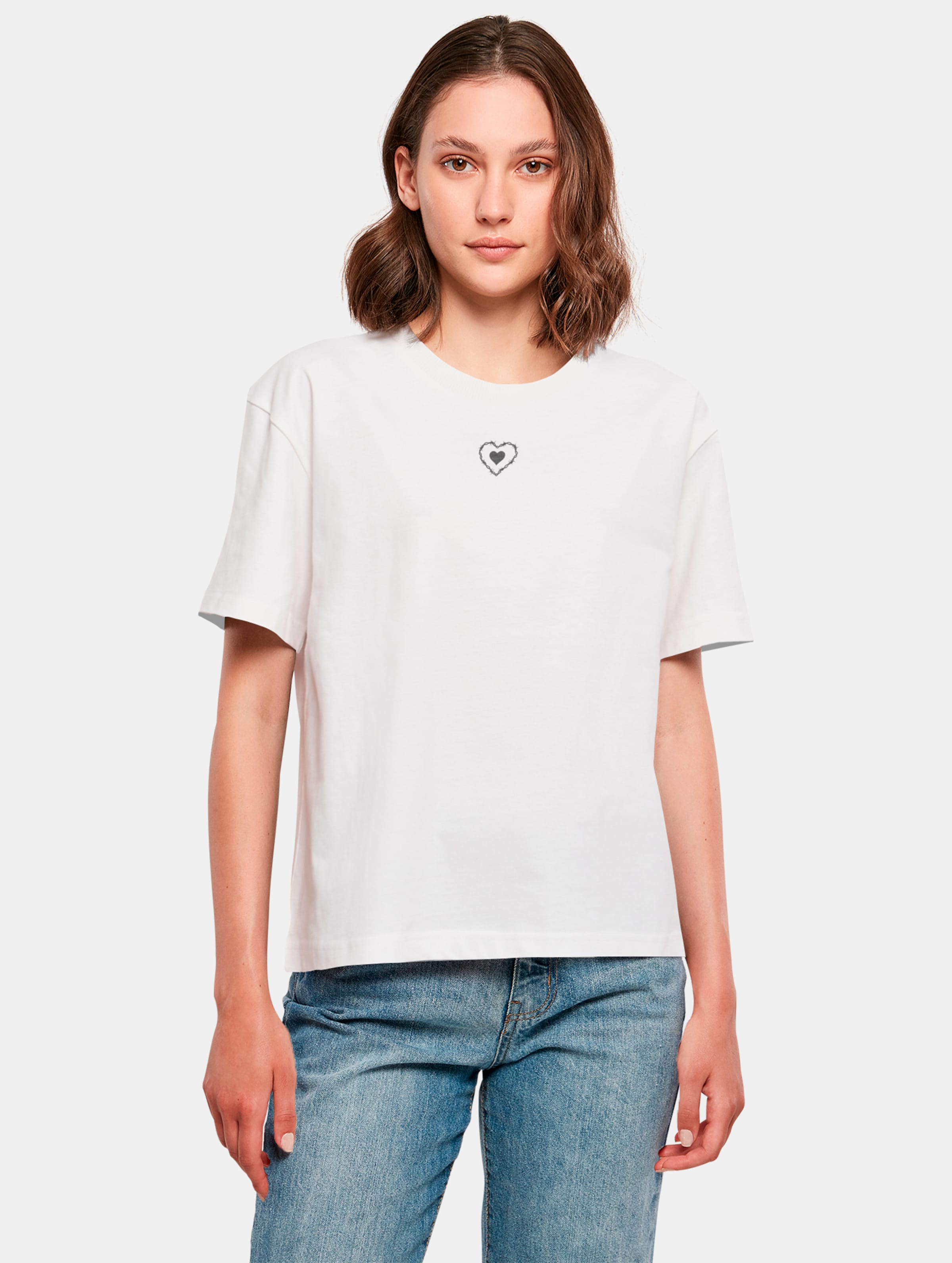 Miss Tee Good Vibes Only Heart T-Shirts Frauen,Unisex op kleur wit, Maat XS