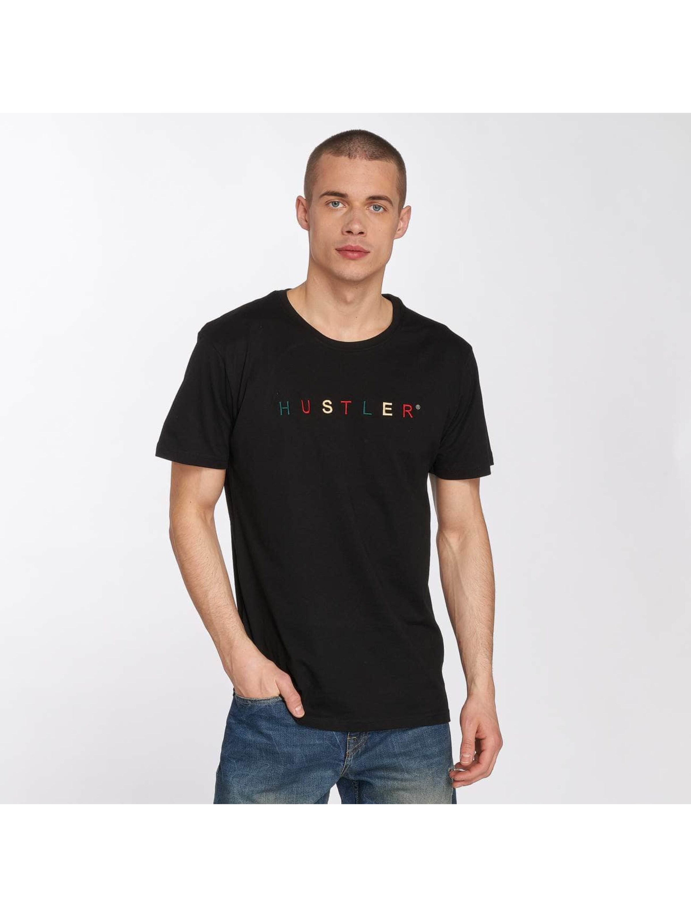 Merchcode Hustler Embroidery Tee Mannen op kleur zwart, Maat S