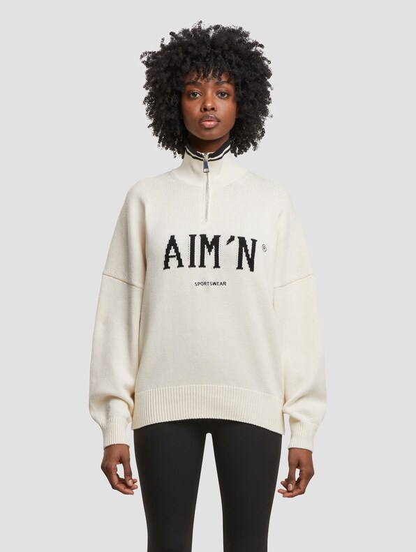 aim'n College Knitted Half Zip Pullover-2