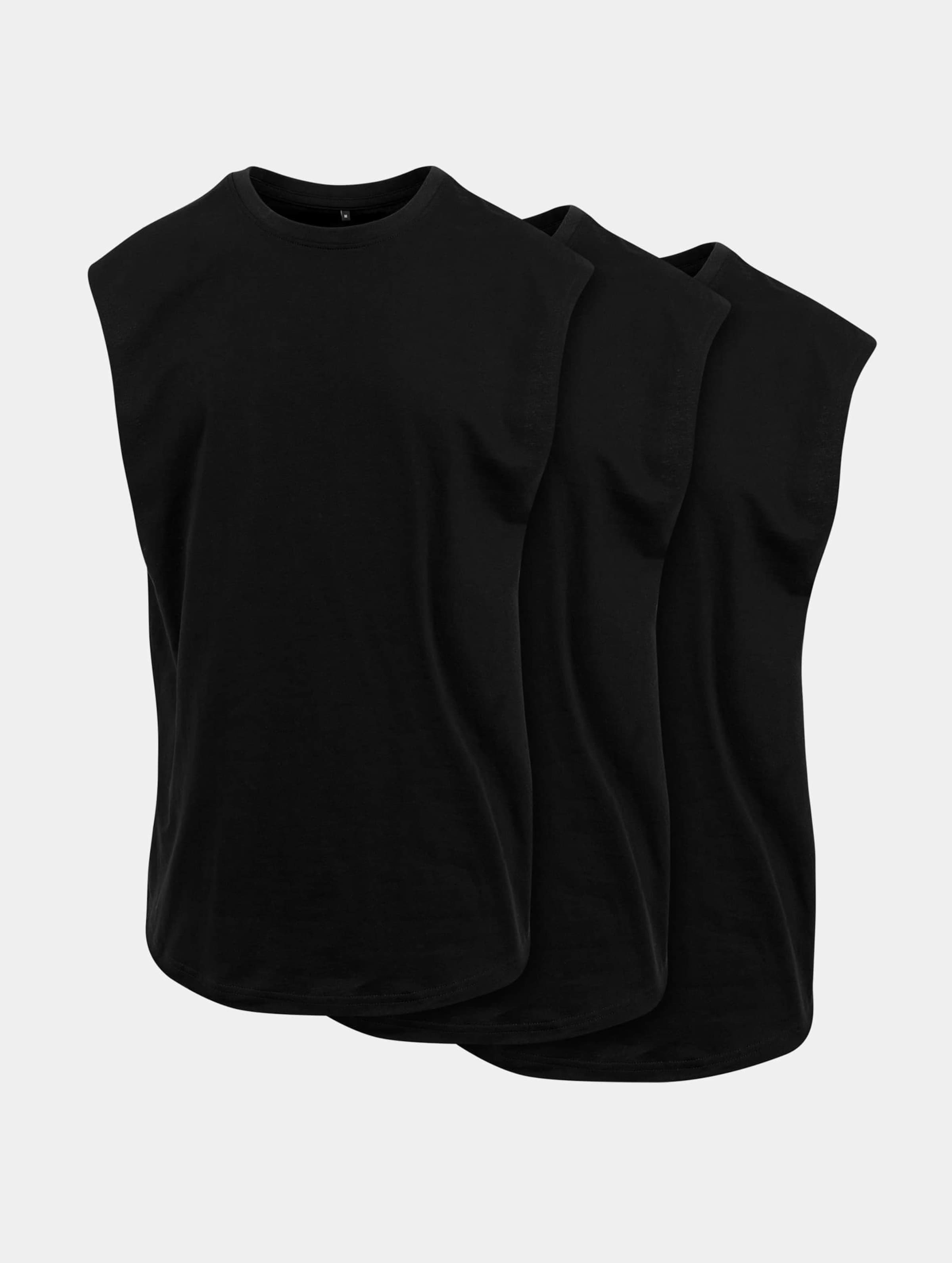 Build Your Brand Sleeveless Tee 3-Pack Mannen op kleur zwart, Maat XL