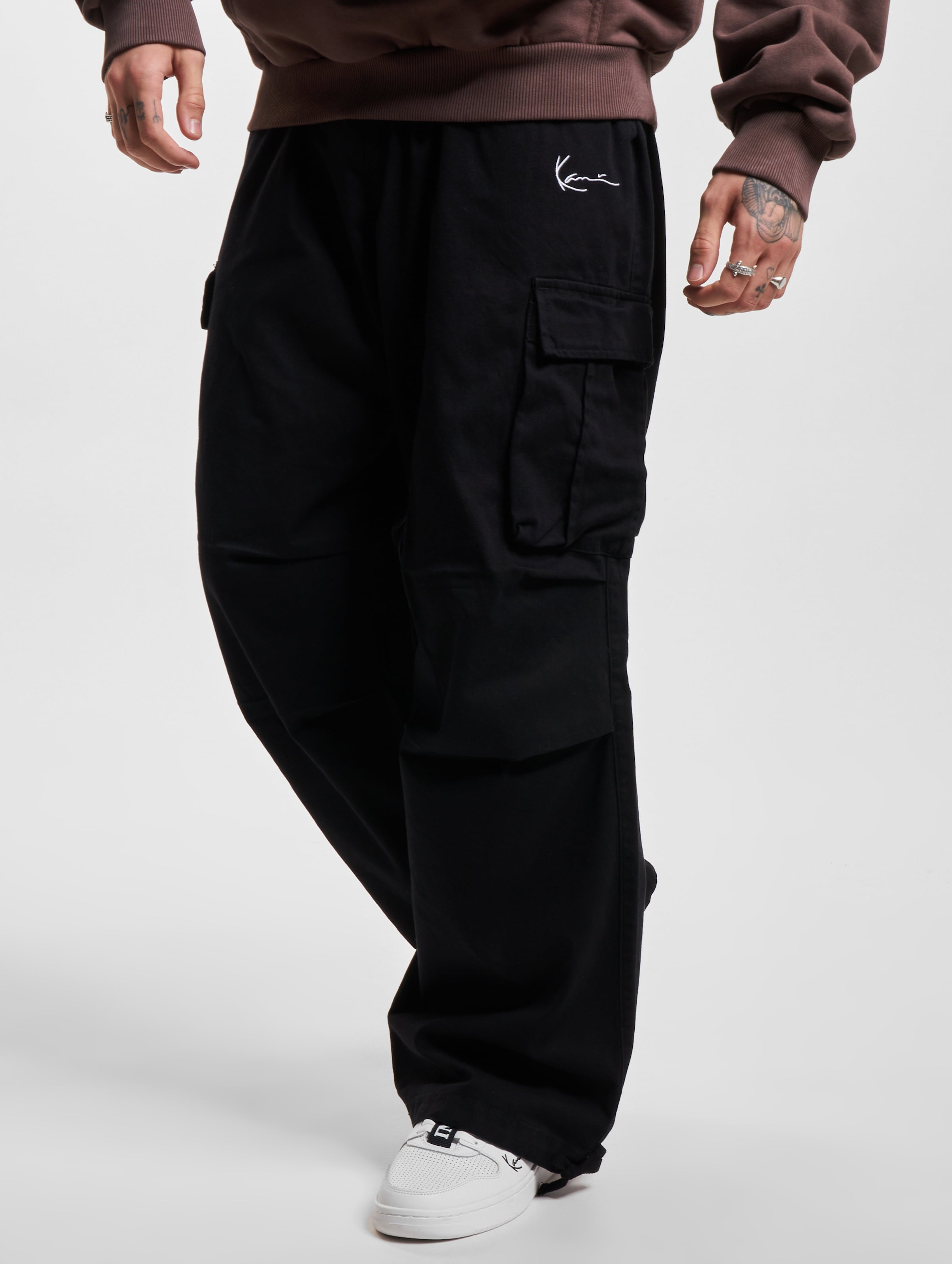 Karl Kani Small Signature Washed Parachute Pants Mannen op kleur zwart, Maat XXS