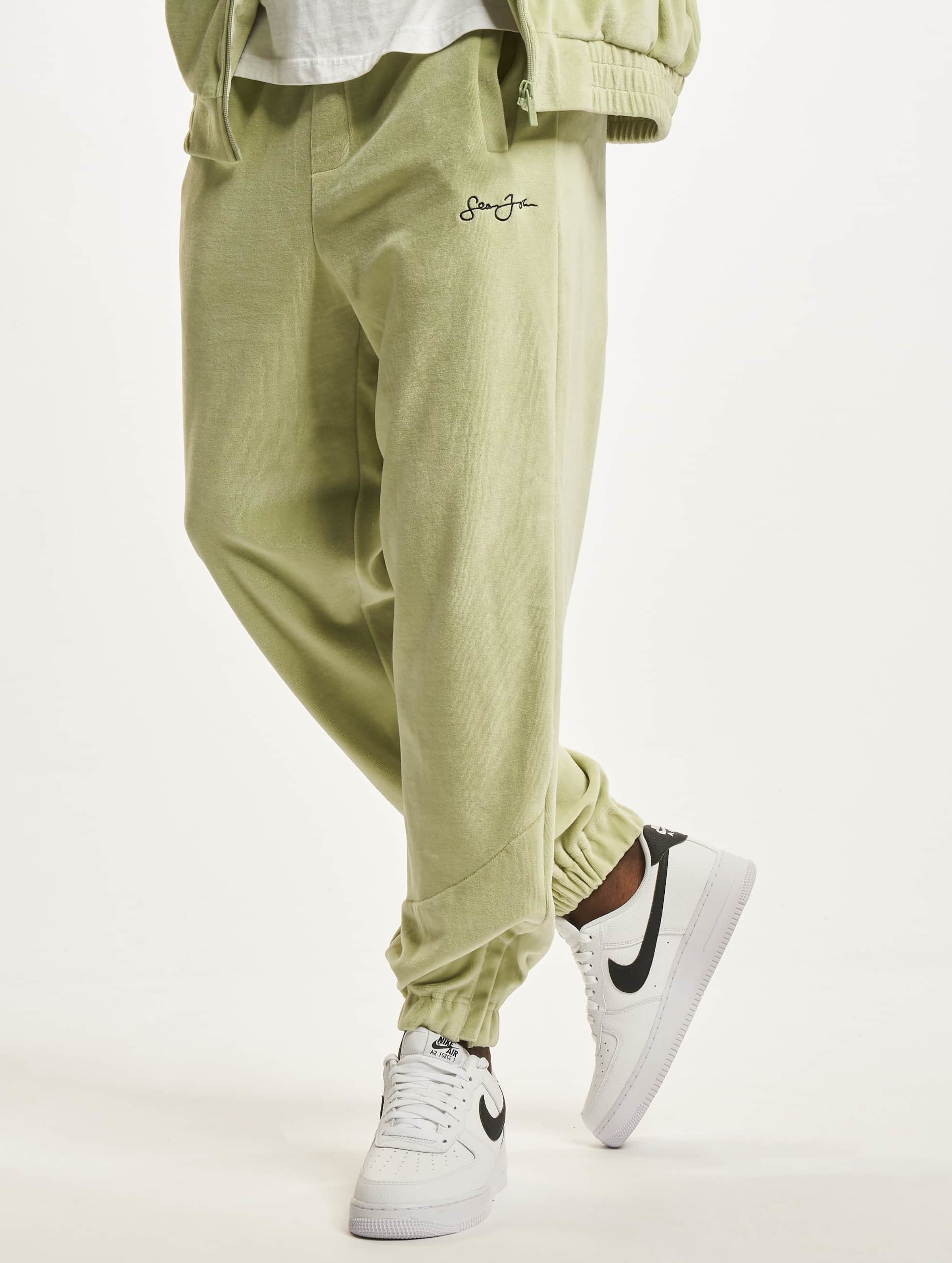 Sean John JM-PL021-100-07 SJ Script Logo Essential Velours Trackpants op kleur groen, Maat XXL