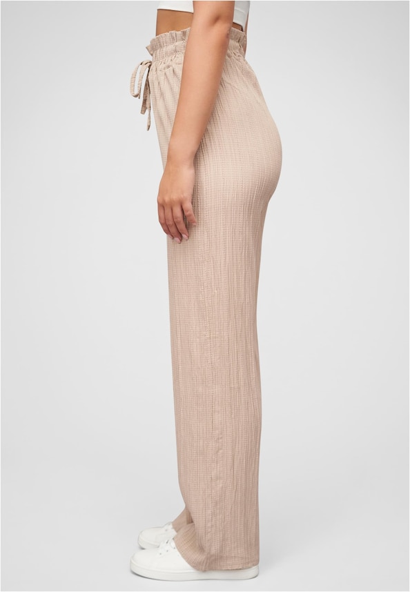 Sommer Hose mit weitem Beinschnitt und Strukturstoff-2