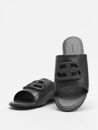 Balenciaga Oval Flat Black Logo Sandals