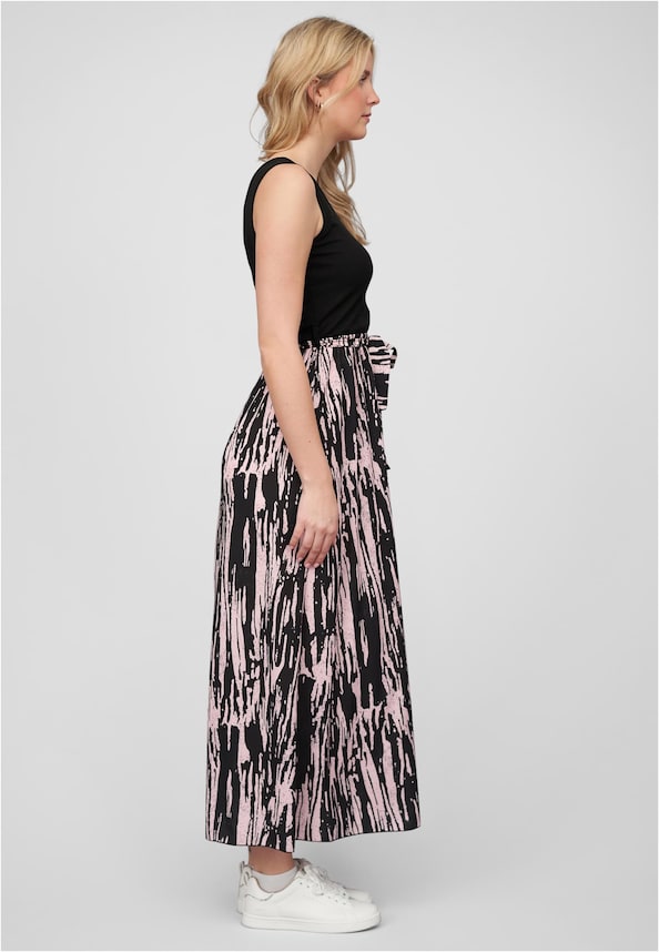 2-Tone Kleid mit Bindegürtel und Abstrakt Print-3