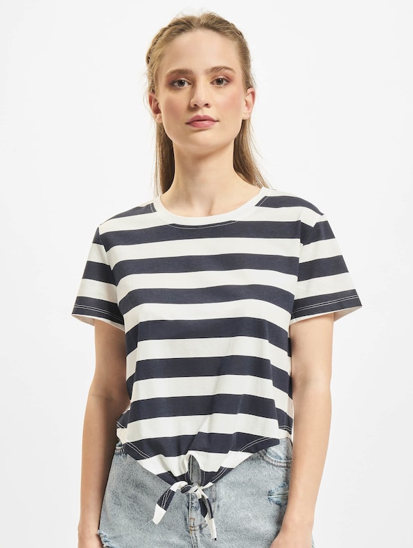Only May Cropped Knot Stripe T-Shirt-2