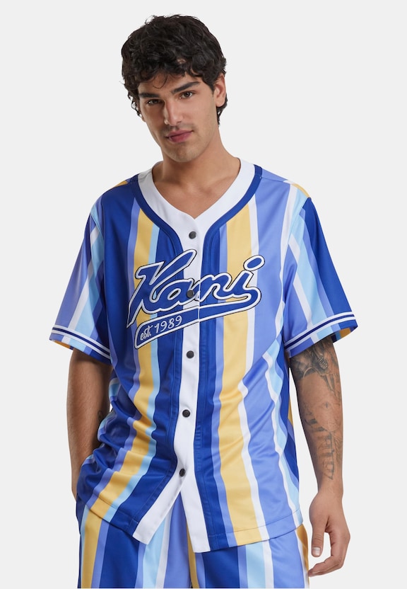 KM241-042-1 Karl Kani Varsity Striped Baseball Shirt-0