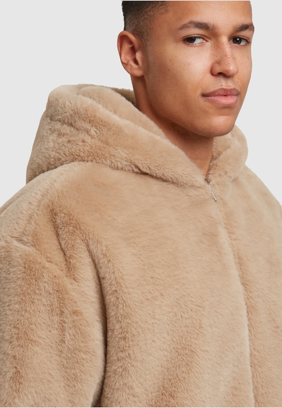 Full Zip Faux Fur Hoodie-6