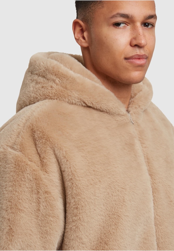 Full Zip Faux Fur Hoodie-6