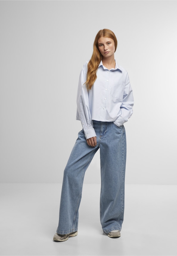 Ladies Striped Short Oxford Shirt-2