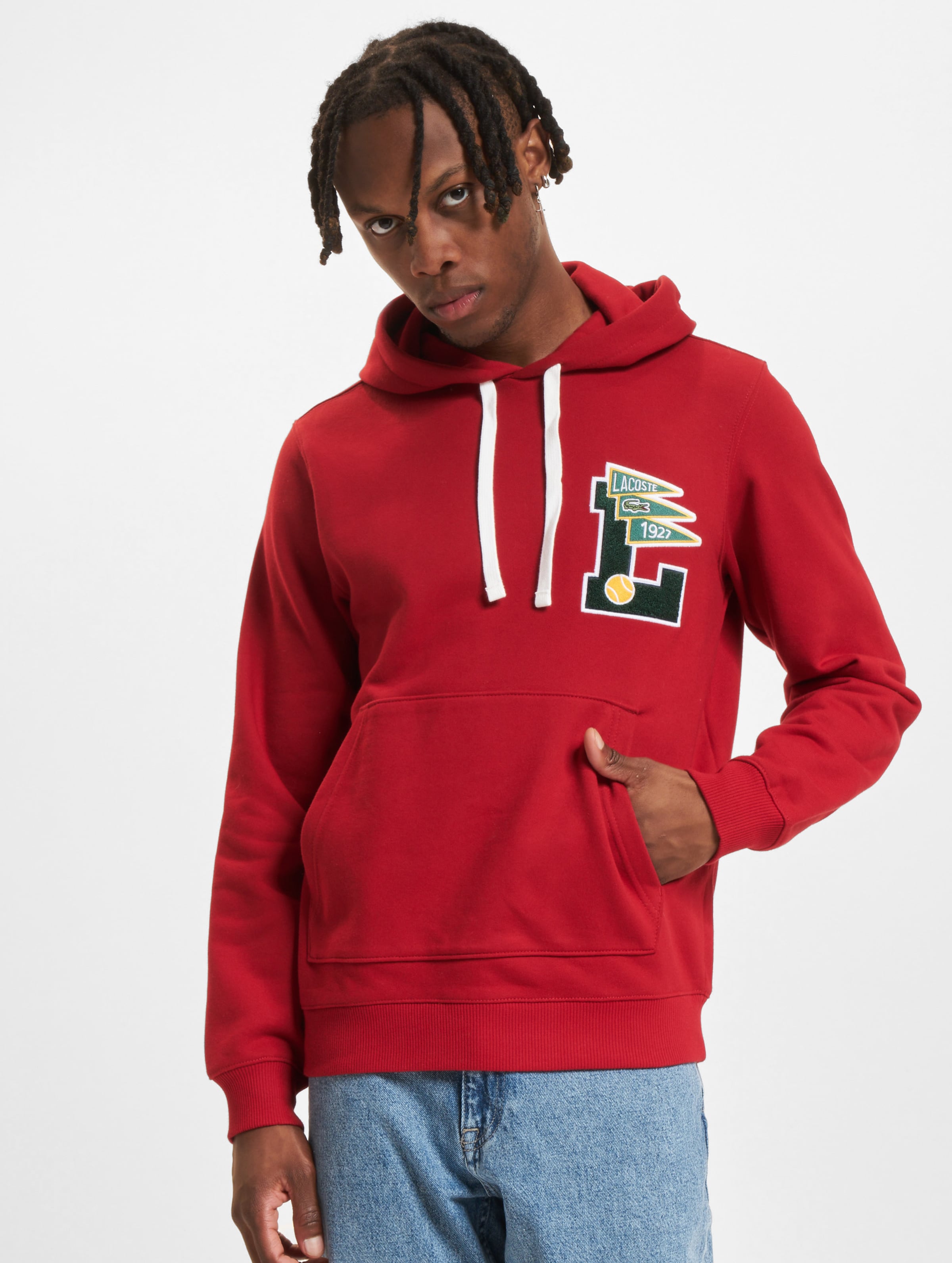 Lacoste Authentic Hoodie op kleur rood, Maat S