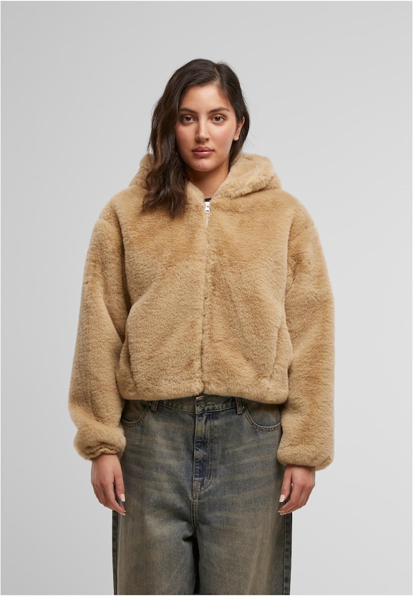 Ladies Full Zip Faux Fur Hoodie-2