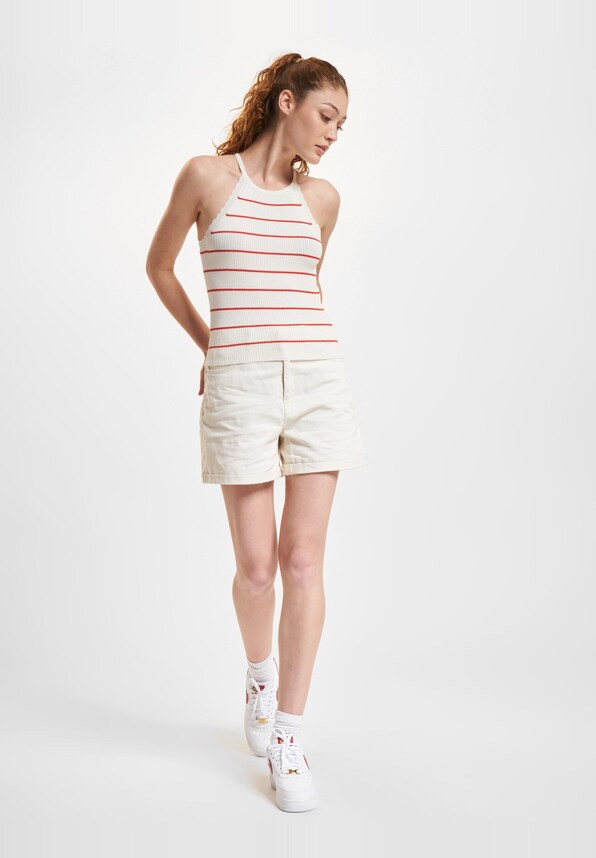 Gemma Sleeveless Scallop Stripe O-Neck -5