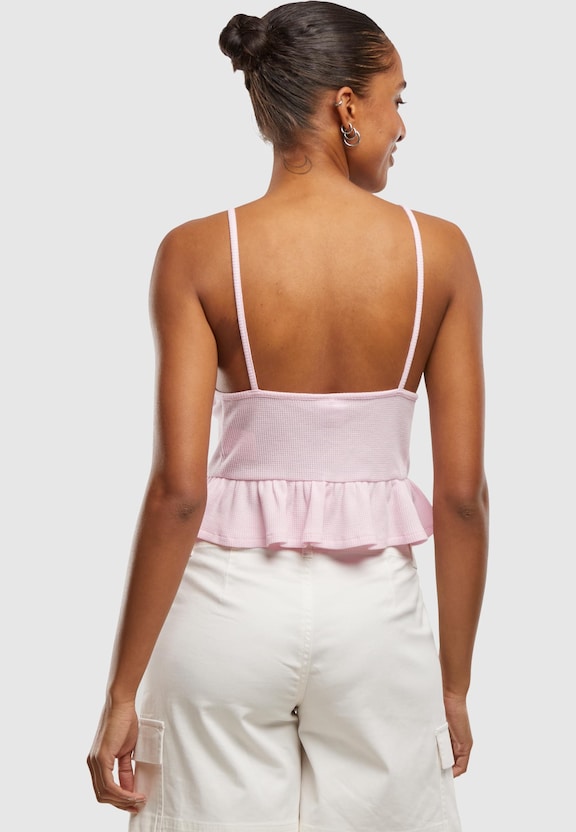 Ladies Waffle Pique Ruffle Top-1
