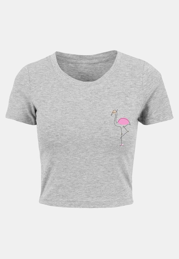 Ladies Flamingo Cropped Tee-0