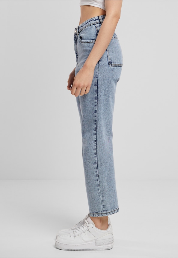 Ladies Cropped Straight Leg Denim Pants-2