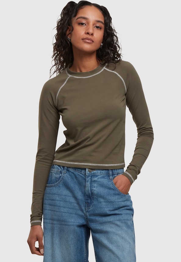 Ladies Contrast Jersey Longsleeve-0