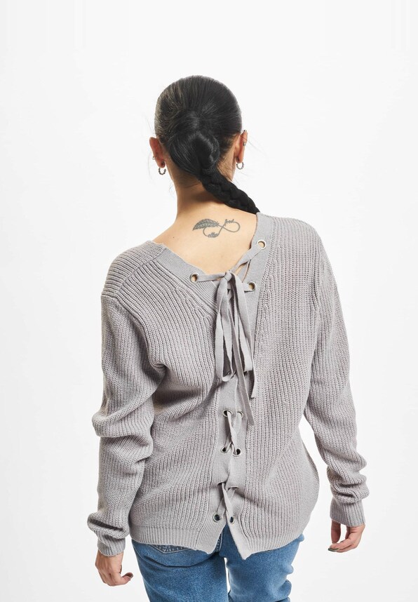 Ladies Back Lace Up Sweater-1