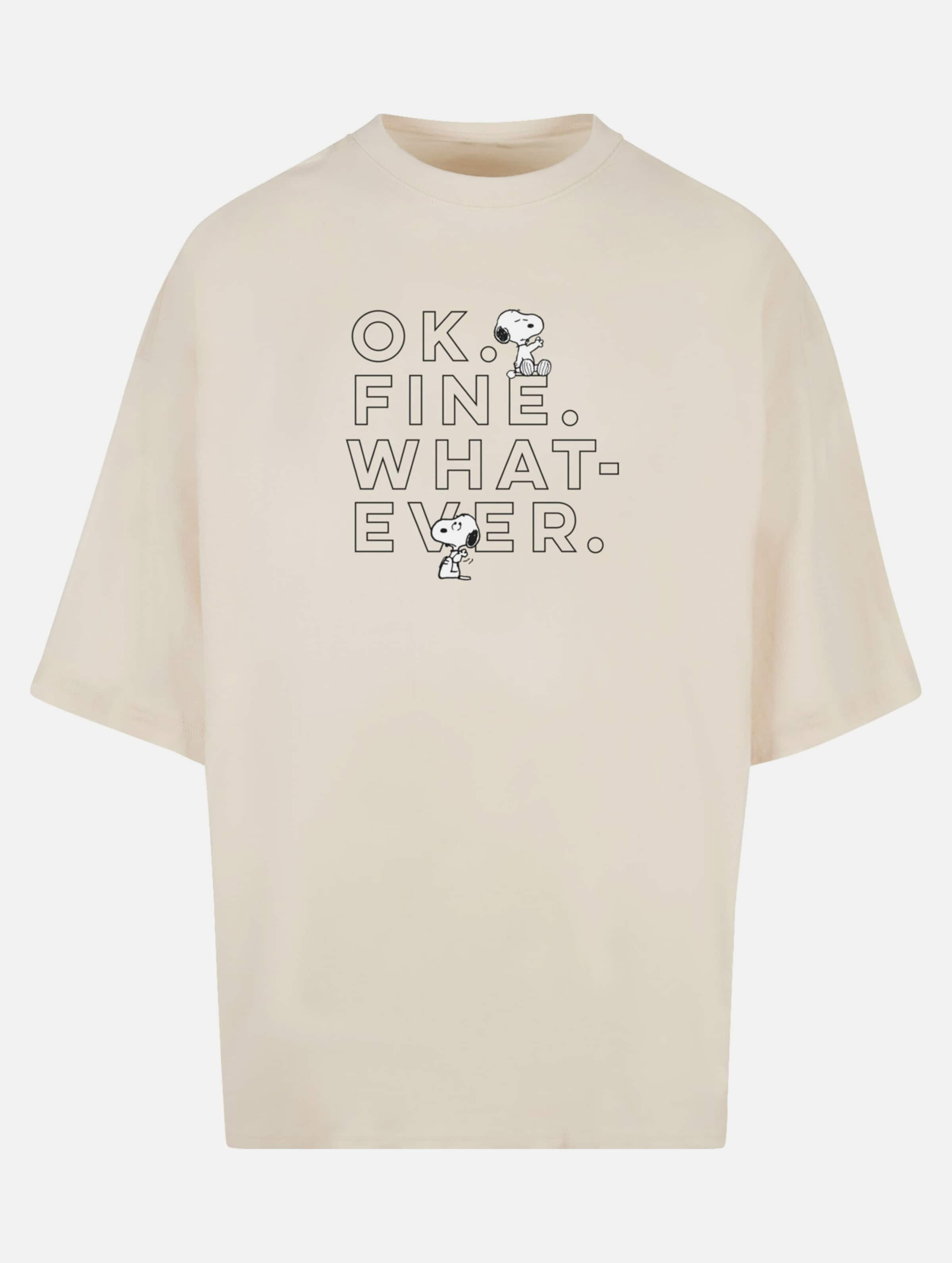 Merchcode Peanuts - Ok Fine Whatever Huge Tee op kleur beige, Maat M