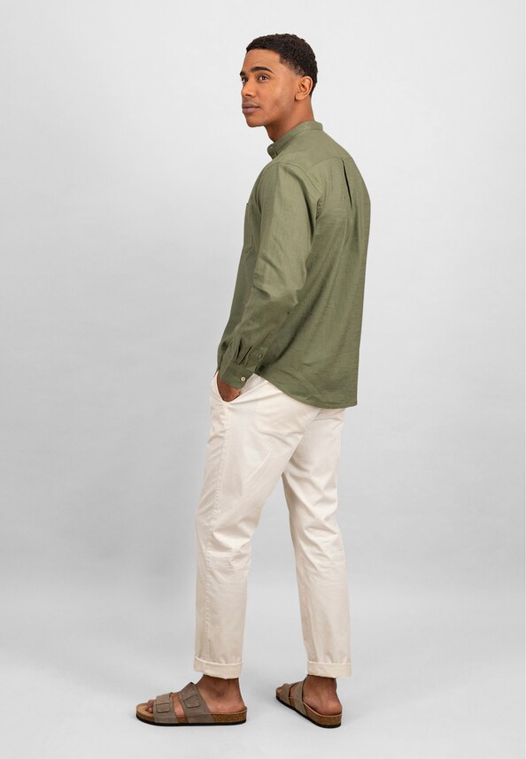 Cotton Linen Solid Stand-Up 1/1-2