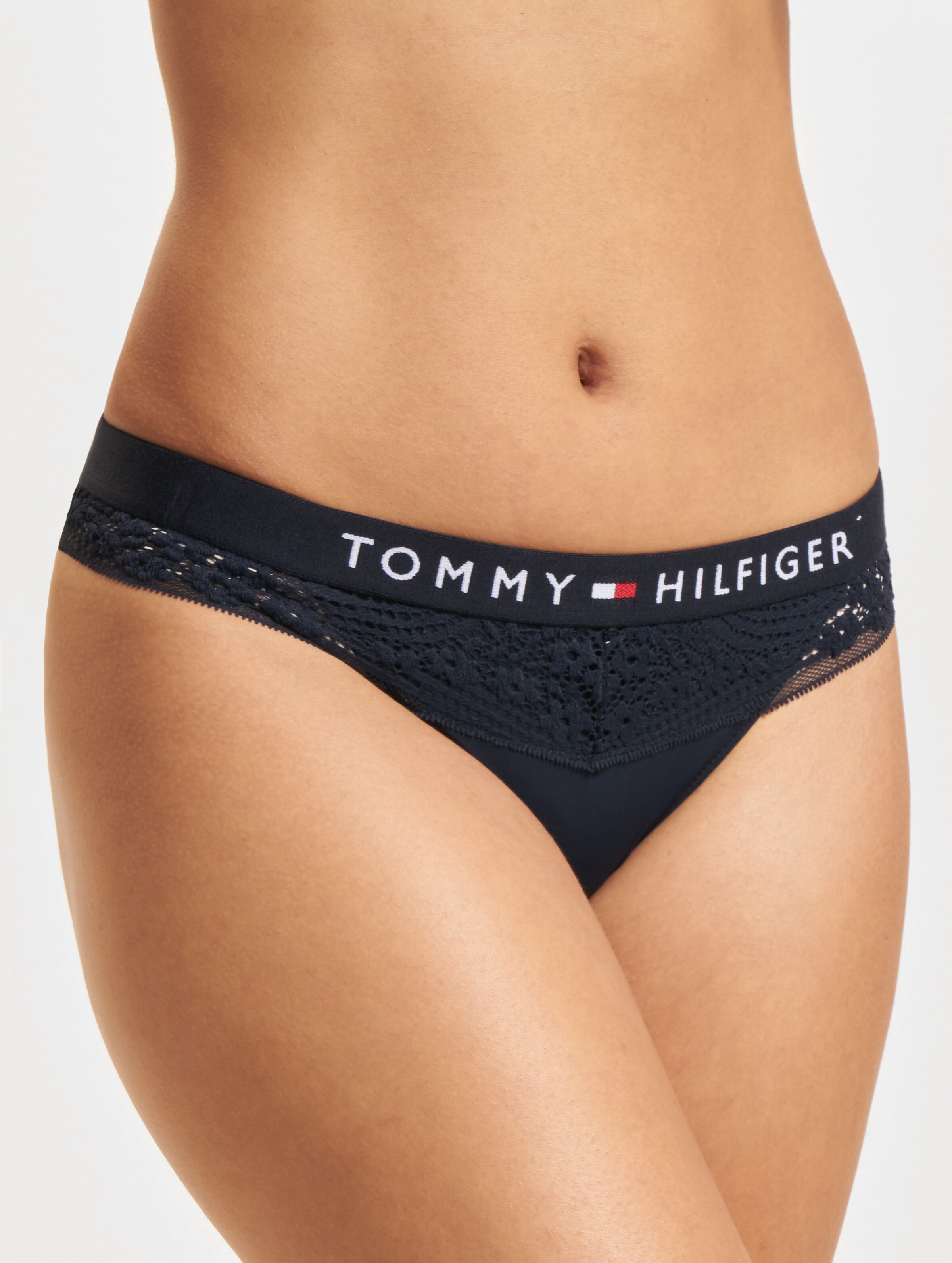 Tommy Hilfiger Lace Tanga op kleur blauw, Maat XS