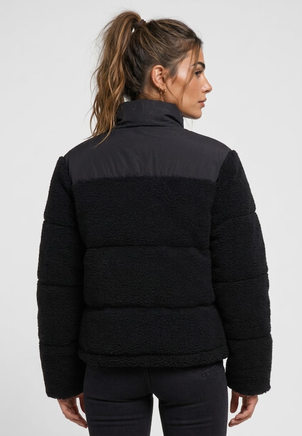 Ladies Short Sherpa Mix Puffer-1