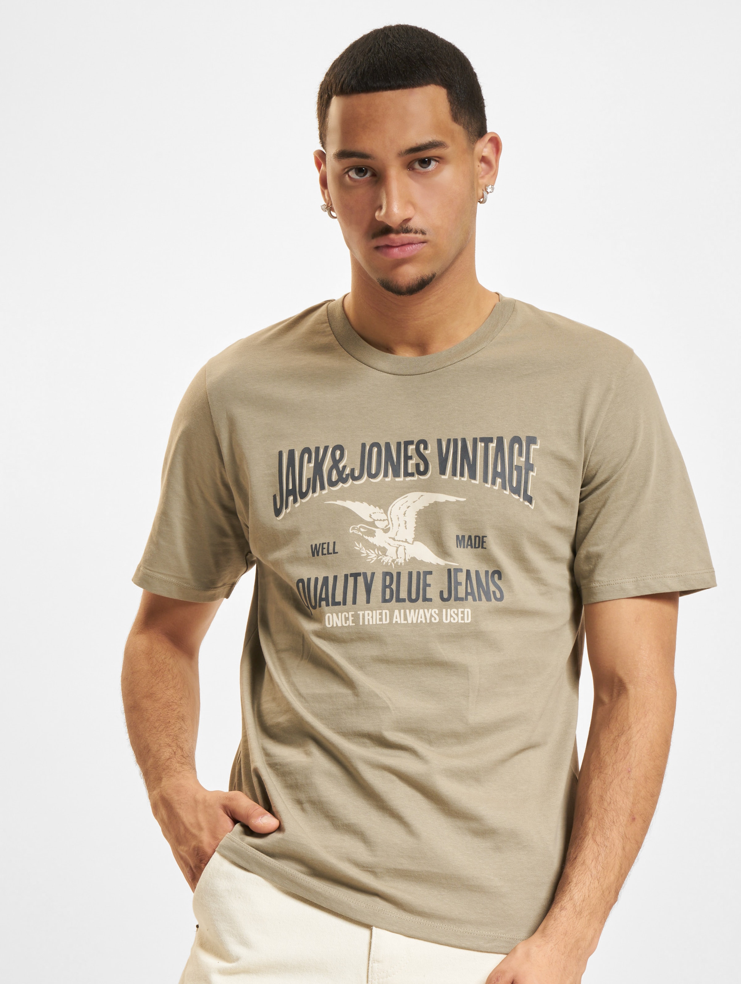 Jack & Jones Luhudson Crew Neck T-Shirt Männer,Unisex op kleur kaki, Maat XL